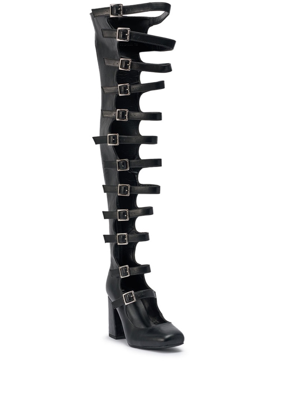 AKIRA AKIRA GOLD YVETTE BLACK OVER THE KNEE MARY JANE BOOT Size 8.58.5 - Picture 9 of 11